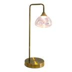 LED -tafellamp "Varna", tafellamp gemaakt van messing -gekleurd metaal en iriserend glas, stevig ingebouwd -in LED's, 45 cm hoog, stijlvolle verlichting voor woonkamer, eetkamer of gang
