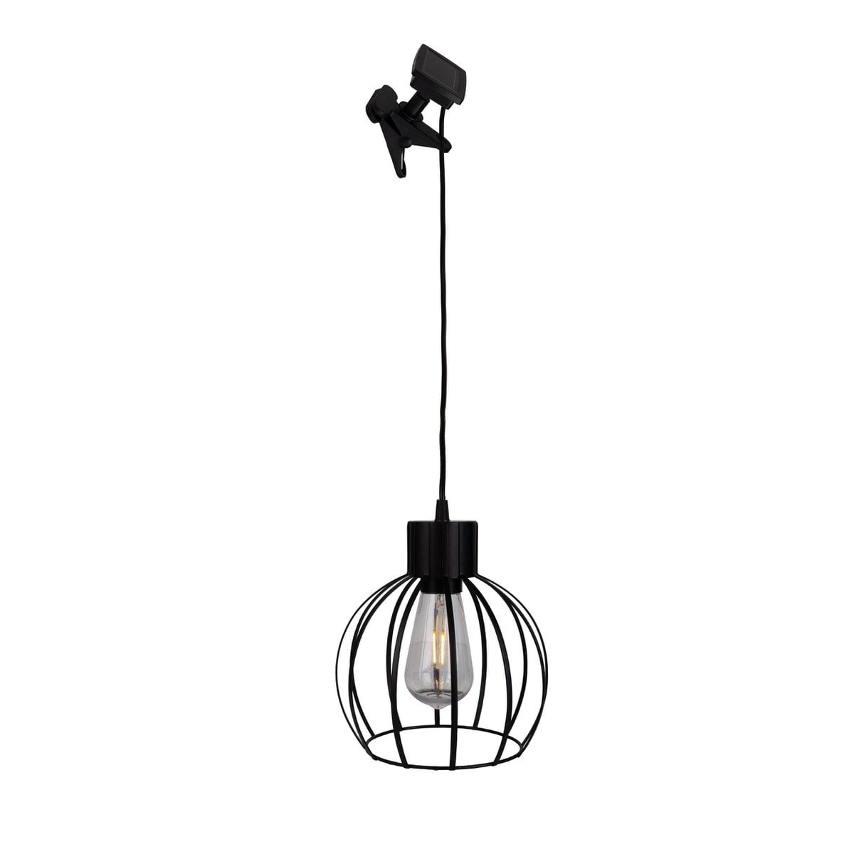 Solar / hanger lamp "rooster" gemaakt van zwart metaal, Ø 20 cm, inclusief stevig geïnstalleerde lampen, warm wit, voor de buitenruimte