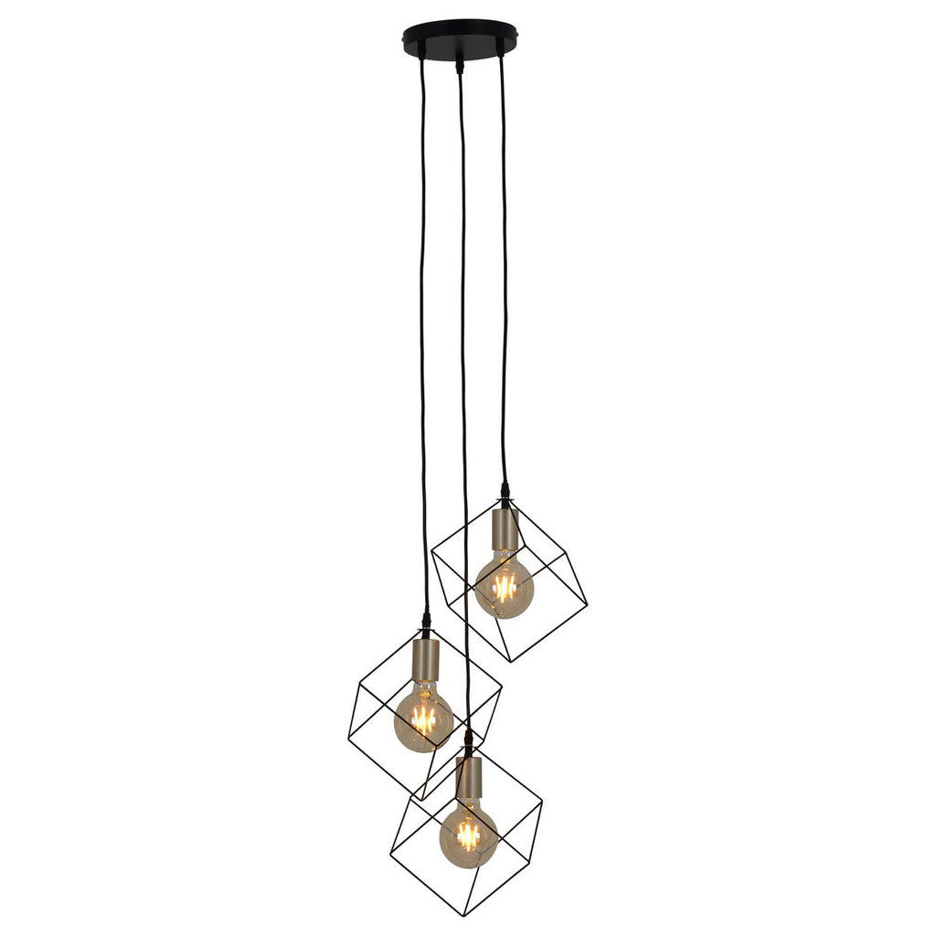 Canto Hanglamp 3-Vlammig Zwart Goud E27 39cm