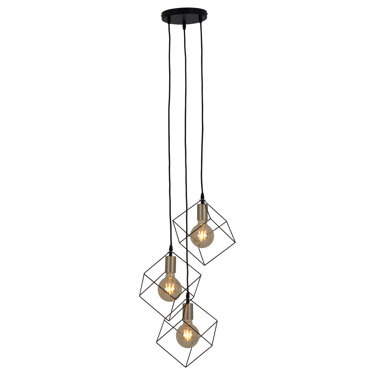 Canto Hanglamp 3-Vlammig Zwart Goud E27 39cm
