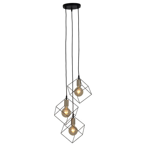 Canto Hanglamp 3-Vlammig Zwart Goud E27 39cm