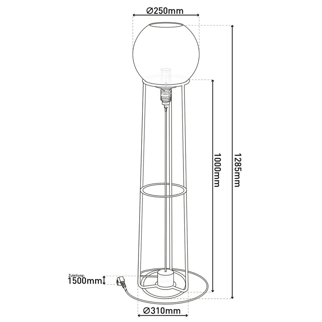 Näve Stelo Vloerlamp - Zwart 128,5cm
