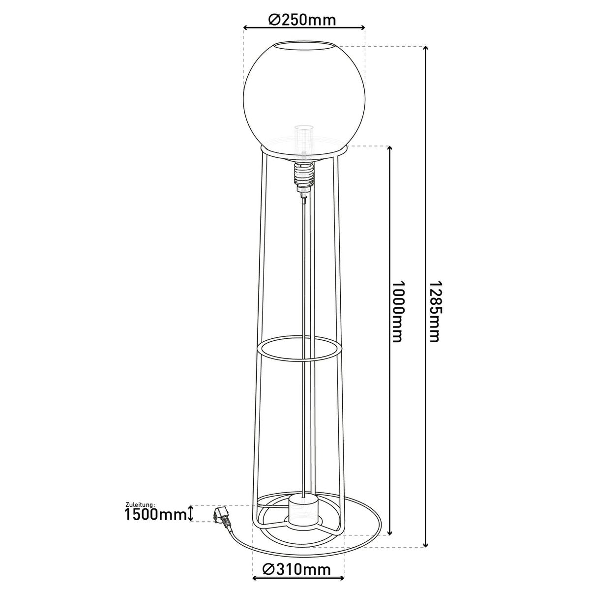 Näve Stelo Vloerlamp - Zwart 128,5cm
