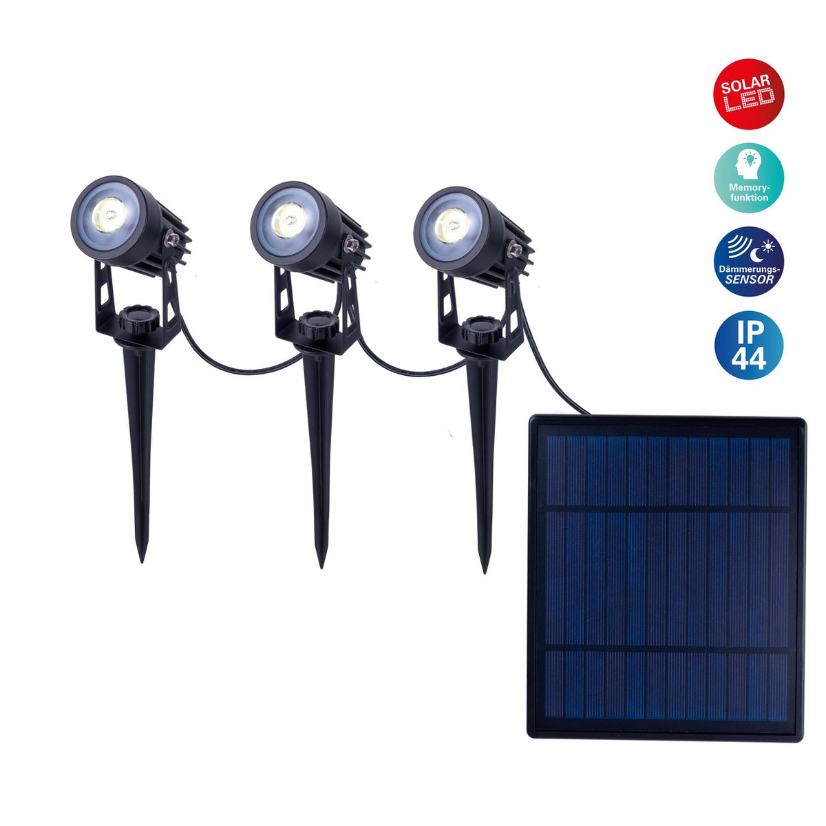 LED-zonne-spot met 3 zitplaatsen met Earthspout "Spoti" "buiten en speerboeien