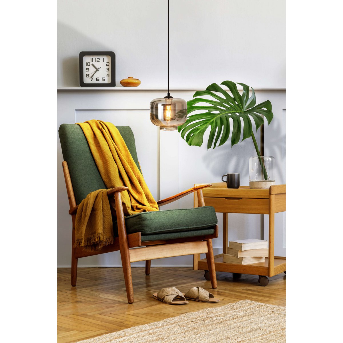 Näve Vaso Hanglamp - Antraciet Rookglas 25cm