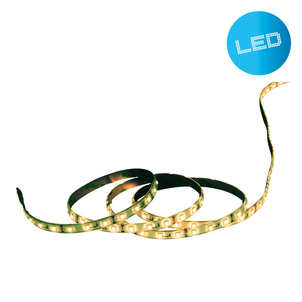 Led "Stripe" ca. 5 m lang, met 2 Flex -bindmiddelen en plug -in voeding; 300 LED's, geel.