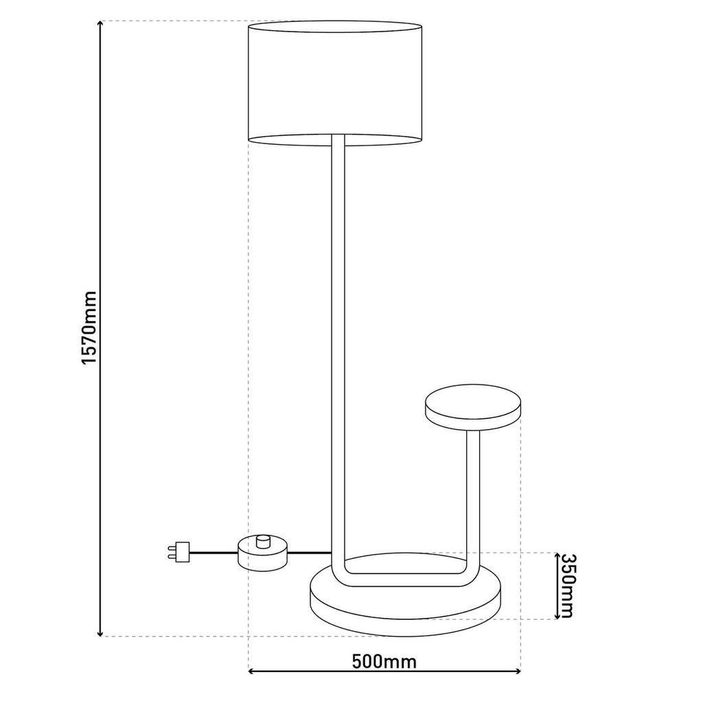 Näve Staande lamp met tafel - Zwart 157cm