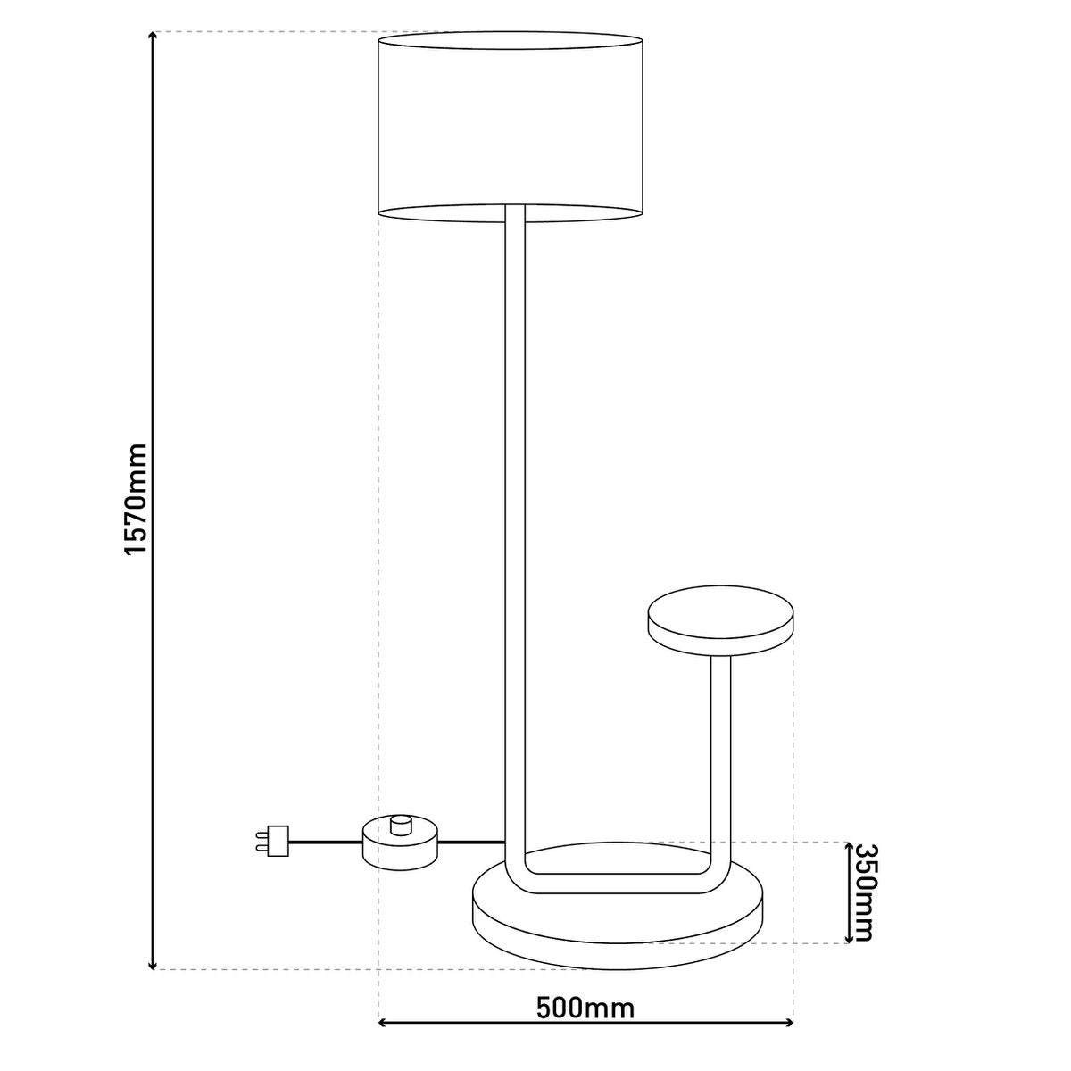 Näve Staande lamp met tafel - Zwart 157cm