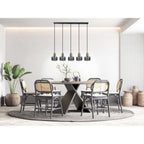 Näve Foro 5-Lichts Hanglamp - Zwart/Goud 96cm