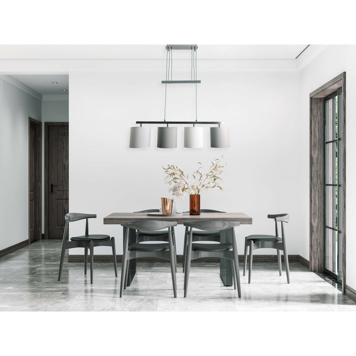 Tilde Hanglamp 4-lichts Grijs-Wit - NEVE Leuchten