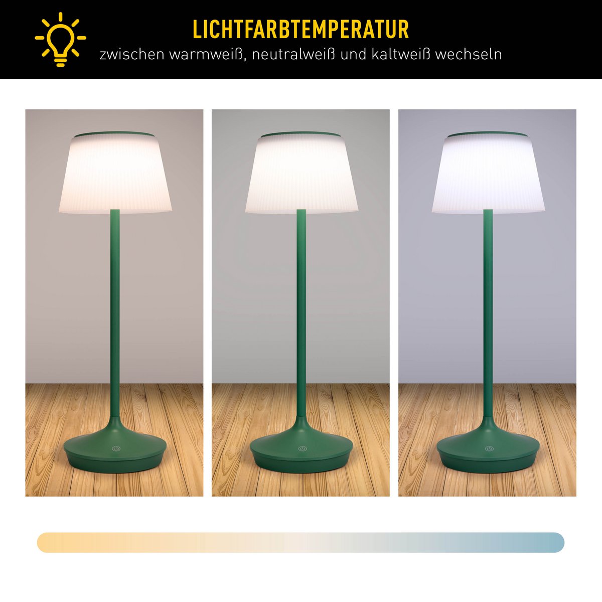 LED -licht "Emmi" voor buiten en binnen, tafellamp gemaakt van metaal en plastic, met stevig gebouwd -in LED's, LED -tafellamp voor balkon, terras, tuin, woonkamer, wintertuin, ca.