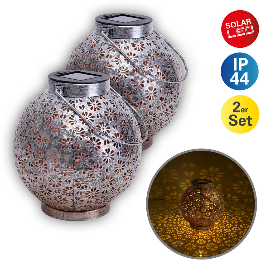 Näve LED Solarlichten 2 delige Set Zilver Ø 18cm