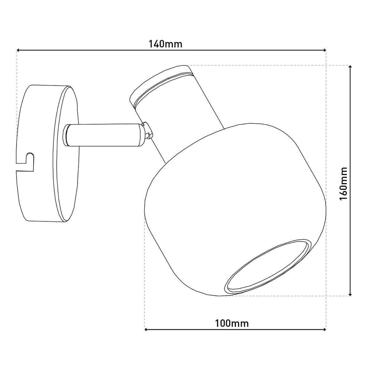 Näve Fumoso Wandlamp - Zwart Rookglas 16cm