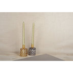 Ronde gele en paarse glazen kandelaars set - 2 stuks