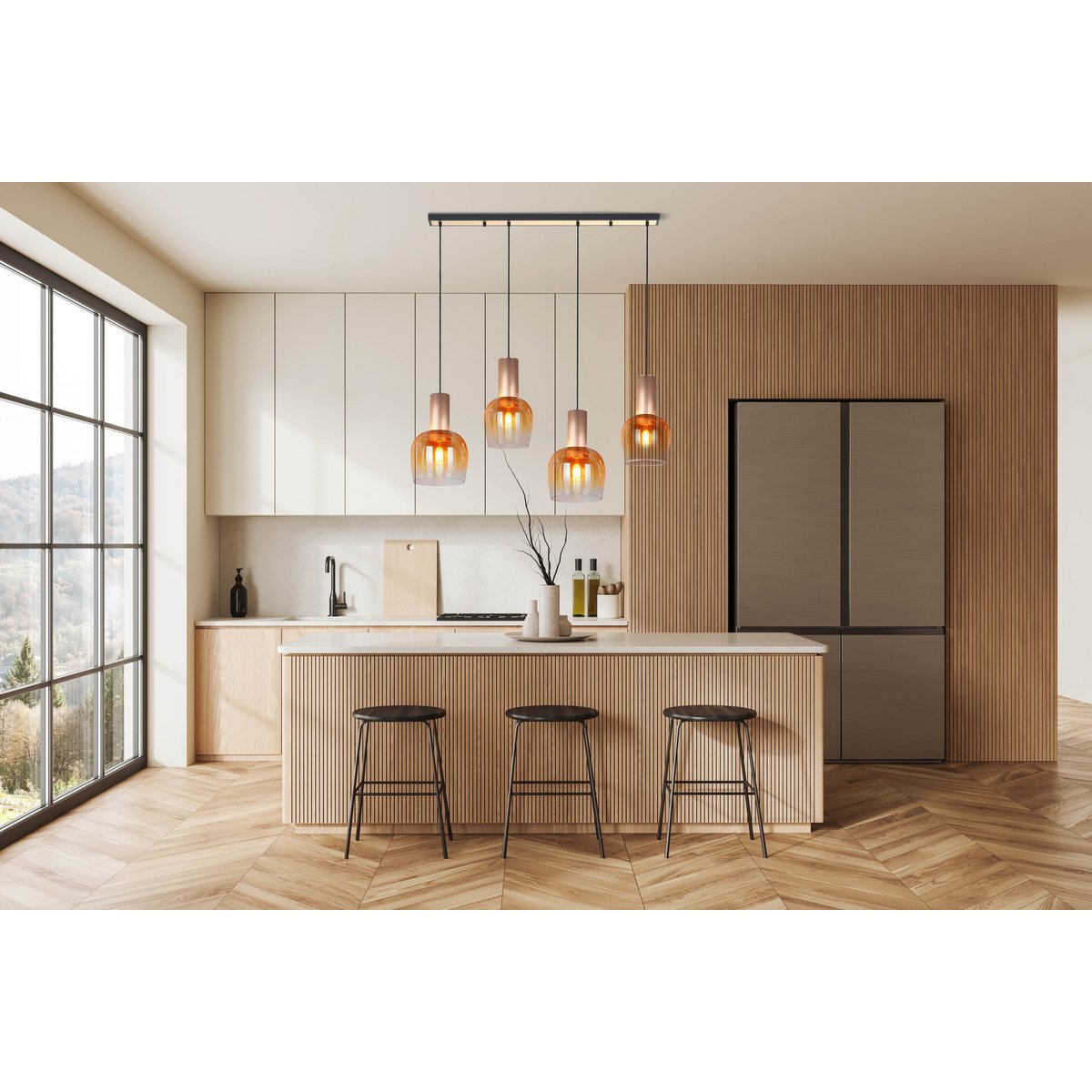 Näve Funda Hanglamp 4-Lichts Amber 150cm