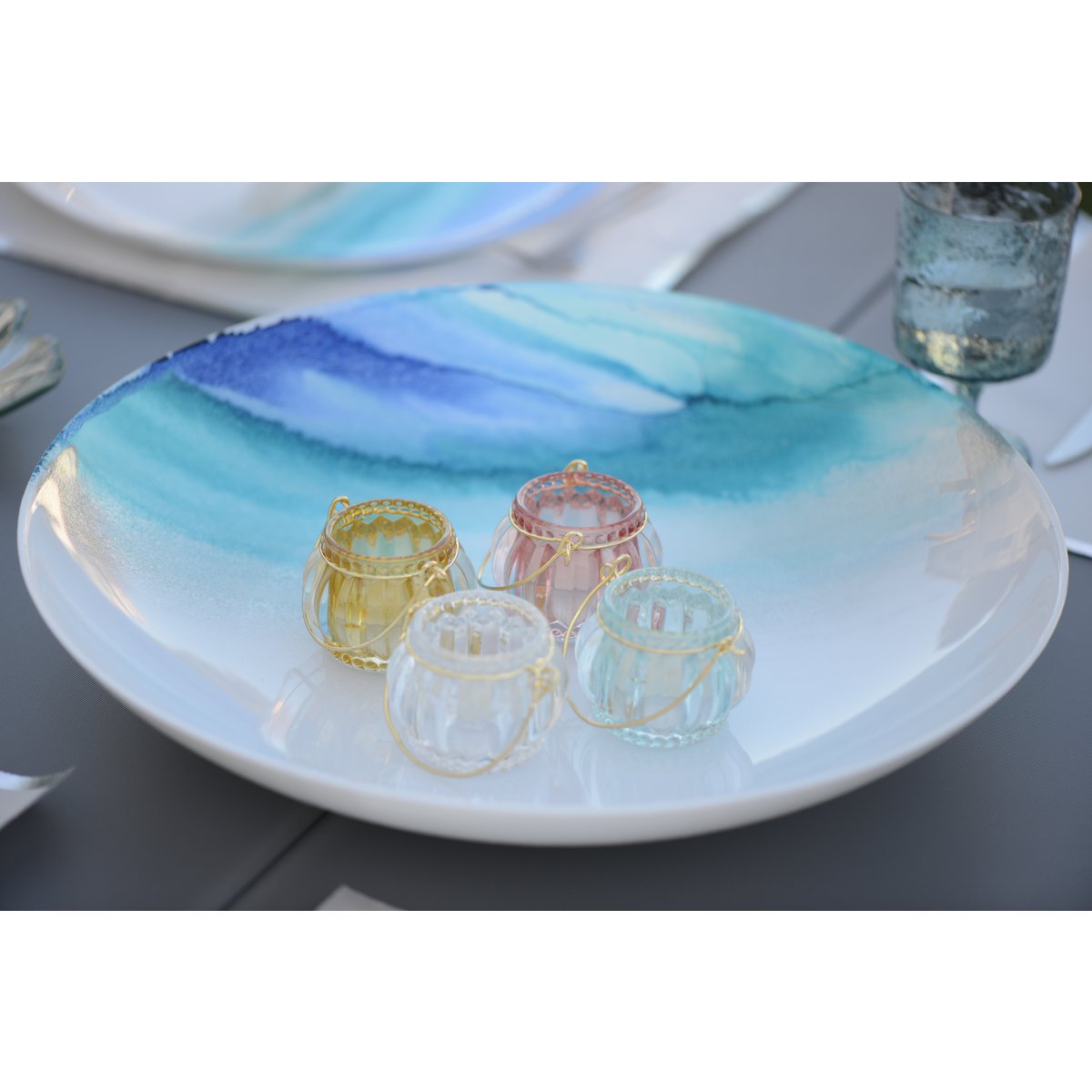 Mini Kaarsenhouders Set 4 Kleuren Glas