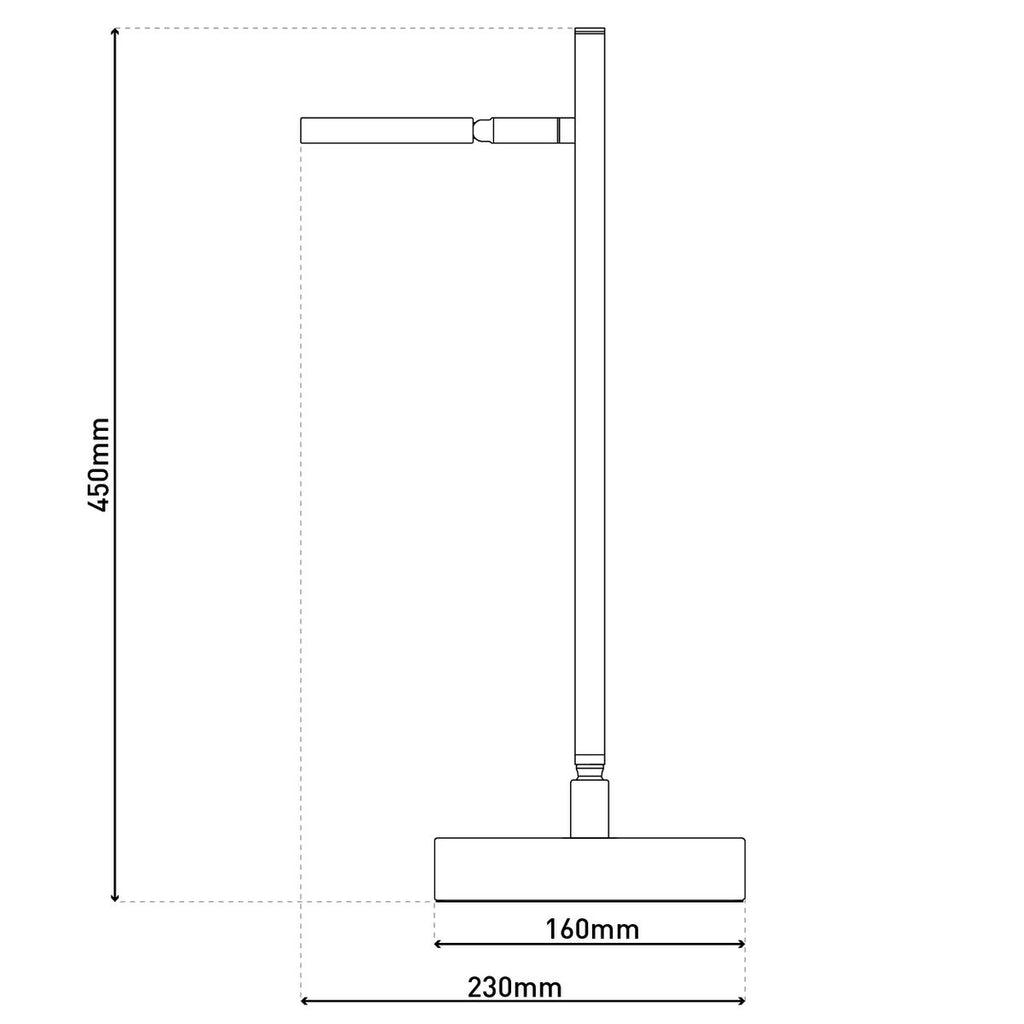 LED draadloze tafellicht "Lupa", 45 cm hoog, gemaakt van geverfd aluminium (zwart) en wit plastic, LED geïntegreerde, dimbare, aanraaksensor.
